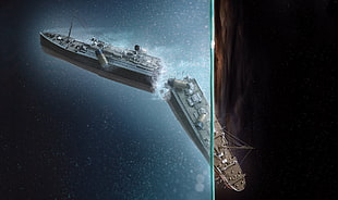 broken cruise ship, ship, artwork, vehicle, Titanic HD wallpaper