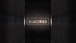 white success text, Success, Neon light, Inscription