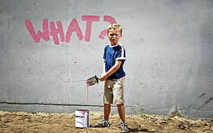 boy paint in wall