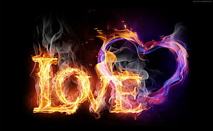 flame love illustration HD wallpaper