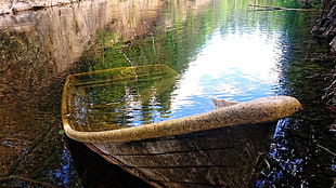 brown boat, nature, boat, water, river HD wallpaper