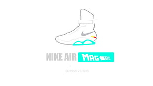 Nike Air Mag shoe illustration with text overlay, Back to the Future, movies, entertainment, Steven Spielberg