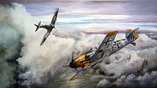 two fighter plane painting