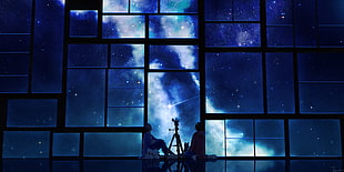 woman and man stargazing