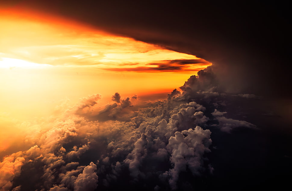 white clouds during golden hour HD wallpaper