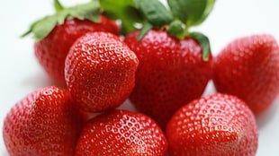 red strawberries, food, strawberries, fruit HD wallpaper