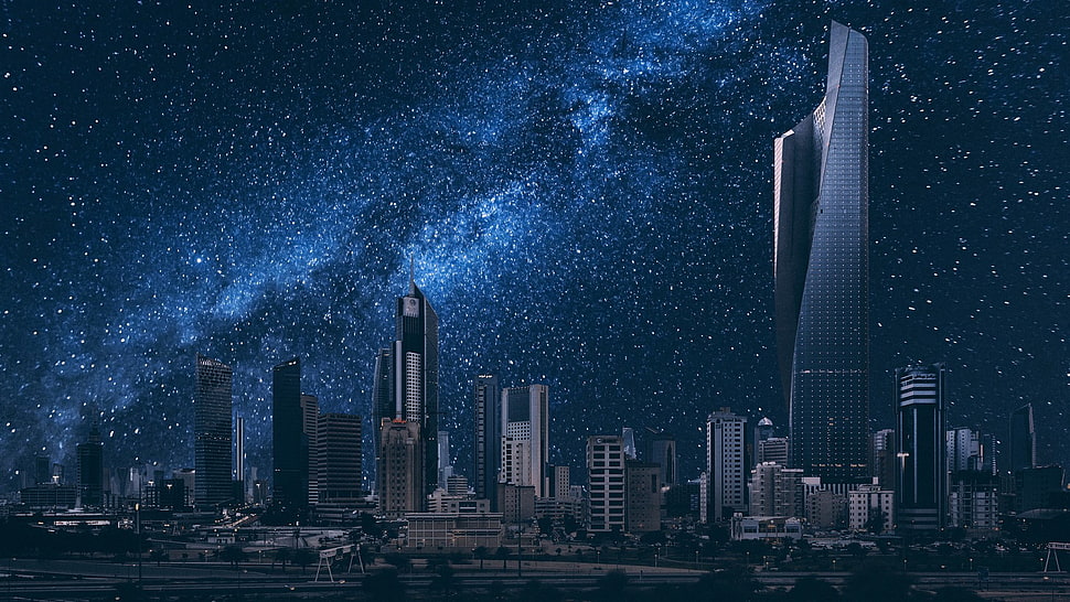 urban place with stars background wallpaper HD wallpaper