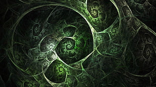 green floral wallpaper, digital art, fractal