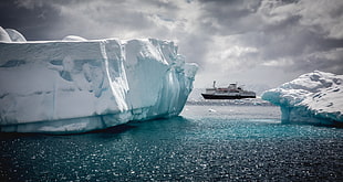 white iceberg, iceberg, Arctic, sea, vehicle