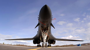 black jet plane, military aircraft, airplane, jets, Rockwell B-1 Lancer HD wallpaper