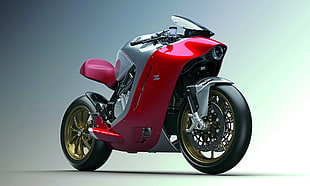 red and gray sports bike