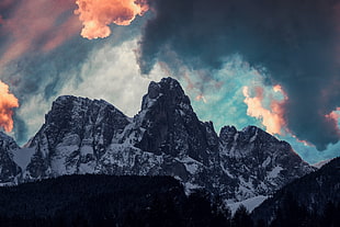 black and white rock mountain
