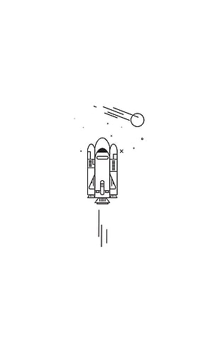 sketch of space rocket, space shuttle, space, minimalism, portrait display