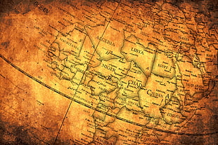brown map chart, Africa, map, brown, vintage HD wallpaper
