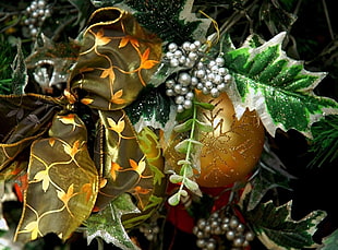 close up photography of yellow ornament