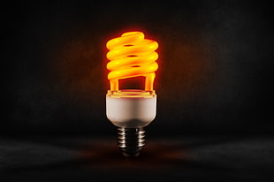 orange LED bulb, light bulb, abstract