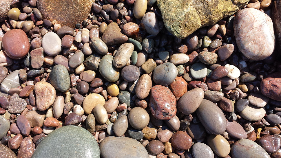assorted pebbles, stones, rock HD wallpaper