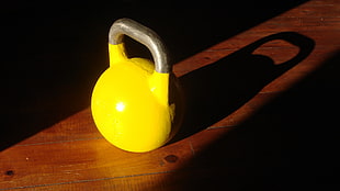 yellow kettle bell, photography, kettlebells