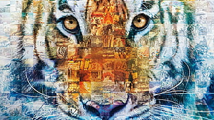 tiger face illustration, Life of Pi, tiger, animals, movies
