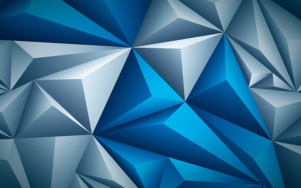 blue and white 3D wallpaper HD wallpaper