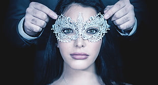 woman in brown masquerade mask