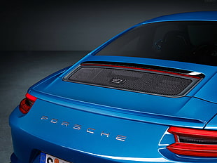 blue Porsche car perspective HD wallpaper