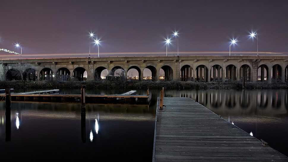 grey wooden dock TV show still, bridge, water, river, architecture HD wallpaper