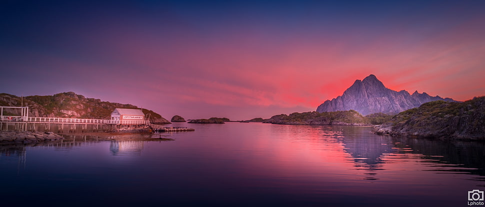 landscape photography of a river with mountains HD wallpaper