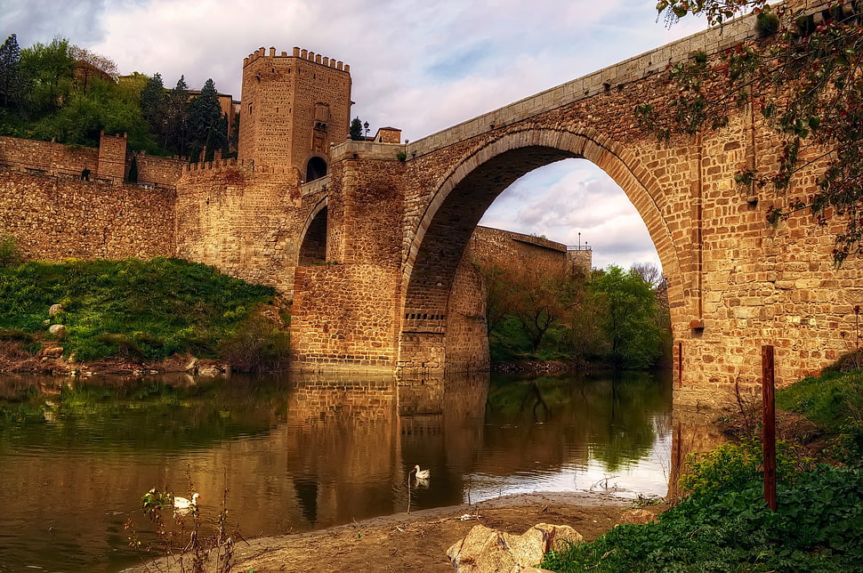 brown stoned castle, architecture, nature, clouds, building HD wallpaper