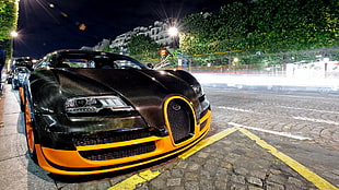 Bugatti Veyron, car, black cars, street