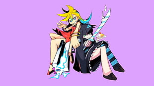 two female anime character cliparts, Panty and Stocking with Garterbelt, Anarchy Panty, Anarchy Stocking HD wallpaper