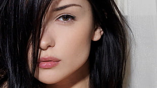 women's pink lipstick, Katie Fey, women, model, face HD wallpaper