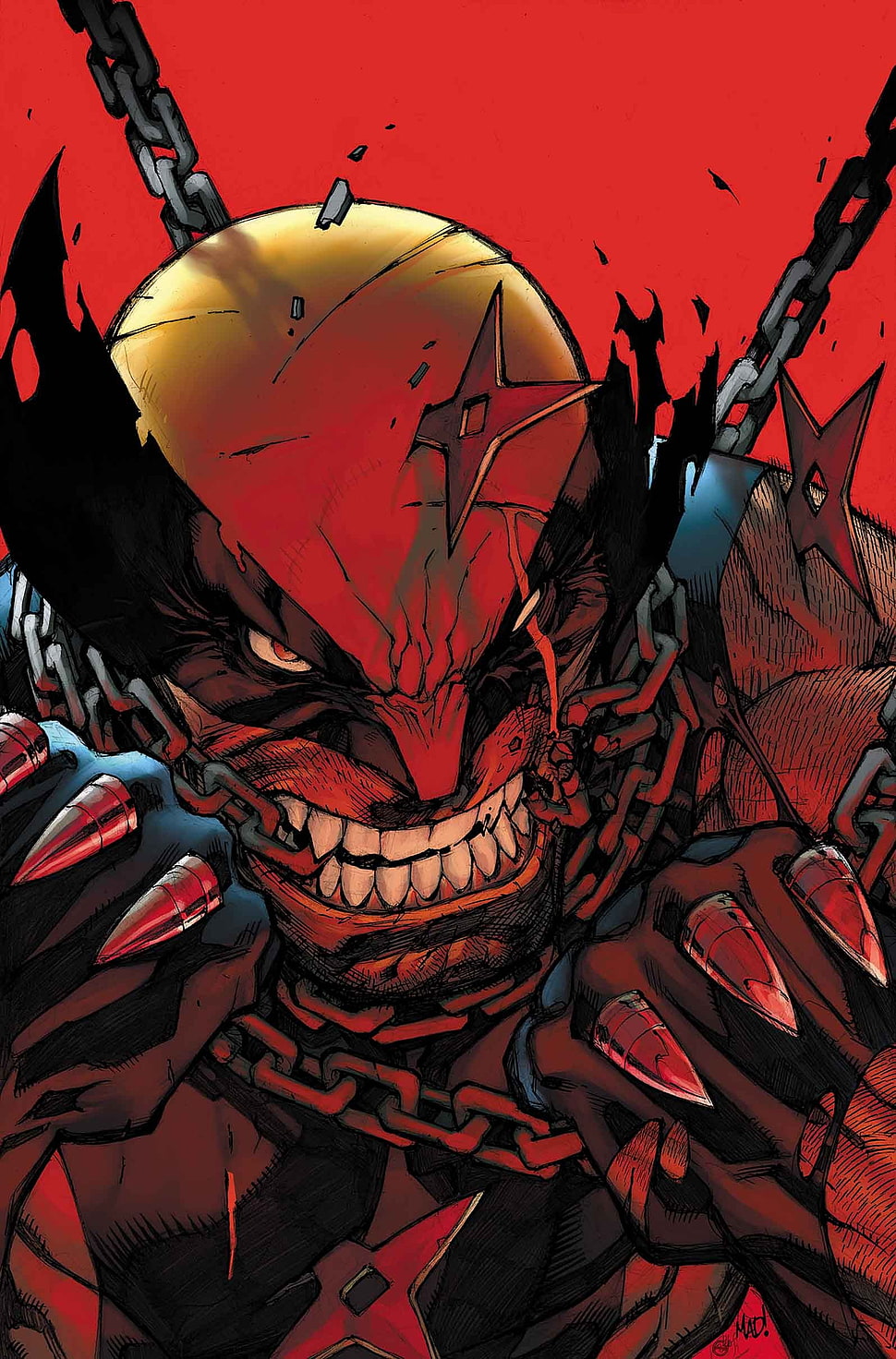 Wolverine with chains illustration HD wallpaper