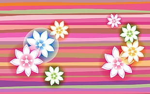 white and multicolored floral illustration