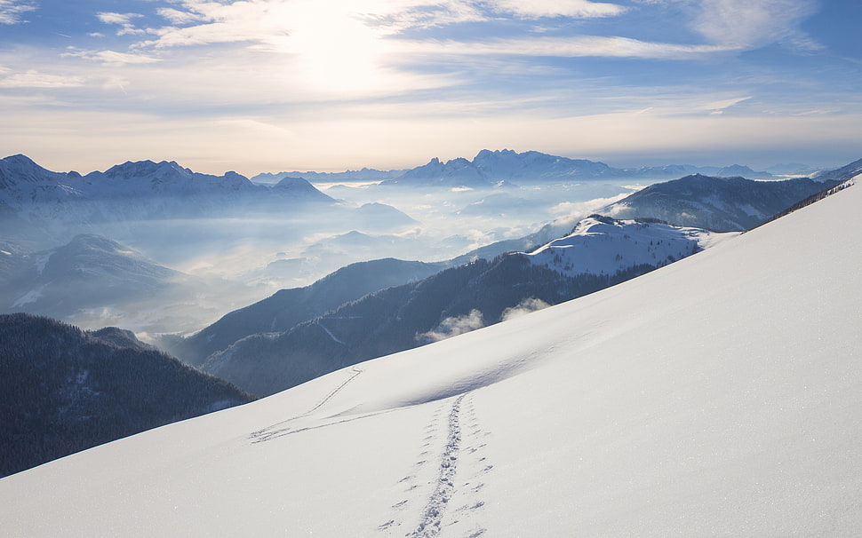 snowy mountain HD wallpaper