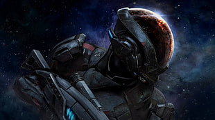 gray robot graphic wallpaper, Mass Effect: Andromeda, video games, N7, Bioware HD wallpaper