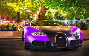 purple and black Buggati supercar, Bugatti Veyron, car, purple, Super Car 