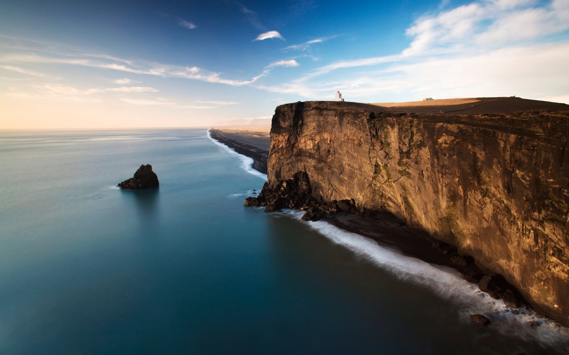 cliff near body of water, landscape, cliff, sea, sky