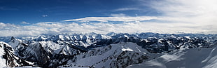 mountain, mountains, snow, clouds, sky