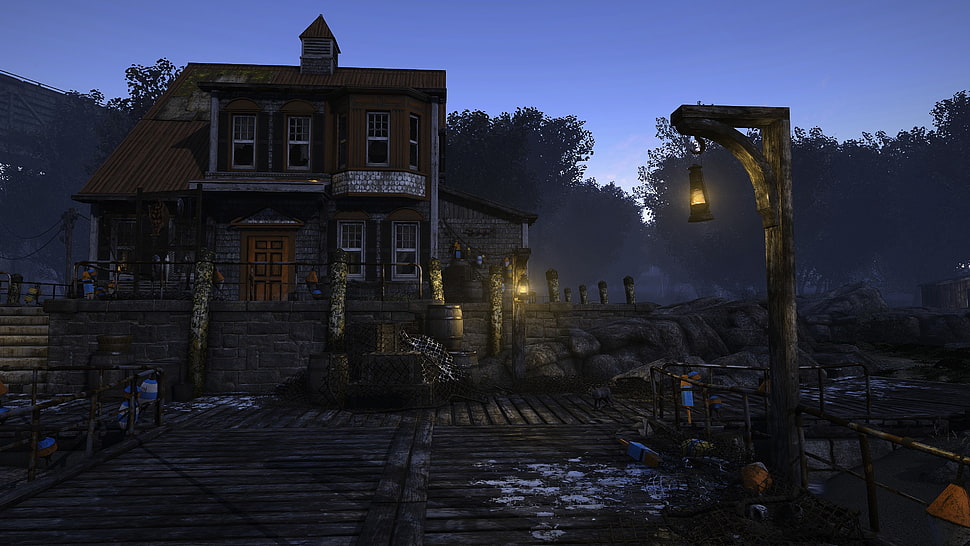 Fallout 4, building, night, Fallout HD wallpaper