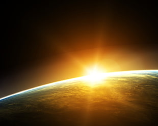 earth and sun illustration, space, Andromeda