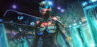 cyborg digital wallpaper, artwork, futuristic, science fiction, robot