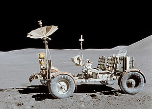 white and gray Lunar Moving Vehicle, Apollo, Moon HD wallpaper
