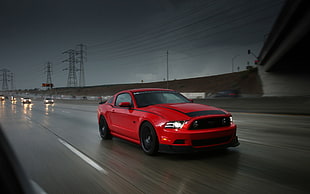 red and black Ford Mustang coupe, Ford Mustang HD wallpaper