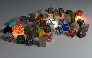 assorted lighted cube decors HD wallpaper
