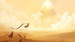 yellow mountain digital wallpaper, Journey (game) HD wallpaper