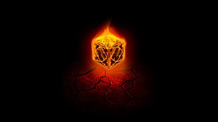 cube with flame photo HD wallpaper