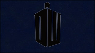 black OW letter logo, Doctor Who, blue, logo, TARDIS