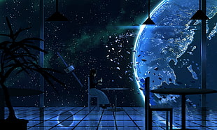 anime-themed galaxy wallpaper, anime, space, tea