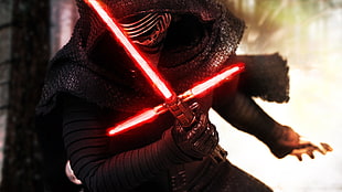 Kylo Ren from Star Wars Episode VII, Star Wars, Star Wars: The Force Awakens, black, closeup